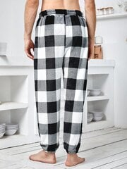 Miesten Buffalo Plaid Print Kiristysnyöri vyötäröllä Teddy Pyjama housut · Mustavalkoinen · S hinta ja tiedot | Miesten kylpytakit ja pyjamat | hobbyhall.fi