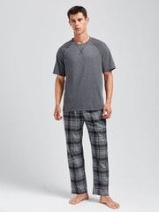 Miesten Plaid Print PJ Set·Grey·M hinta ja tiedot | Miesten kylpytakit ja pyjamat | hobbyhall.fi