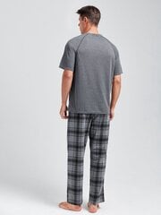 Miesten Plaid Print PJ Set·Grey·S hinta ja tiedot | Miesten kylpytakit ja pyjamat | hobbyhall.fi