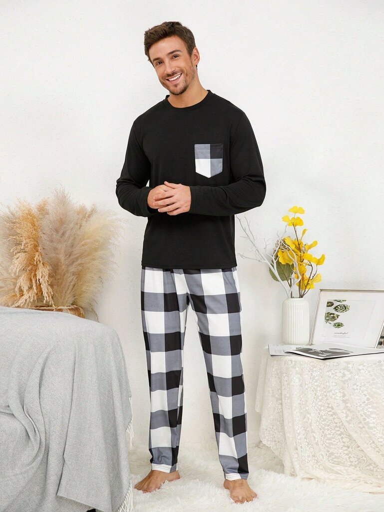 Miesten Buffalo Plaid Print PJ Set·Multicolor·M hinta ja tiedot | Miesten kylpytakit ja pyjamat | hobbyhall.fi