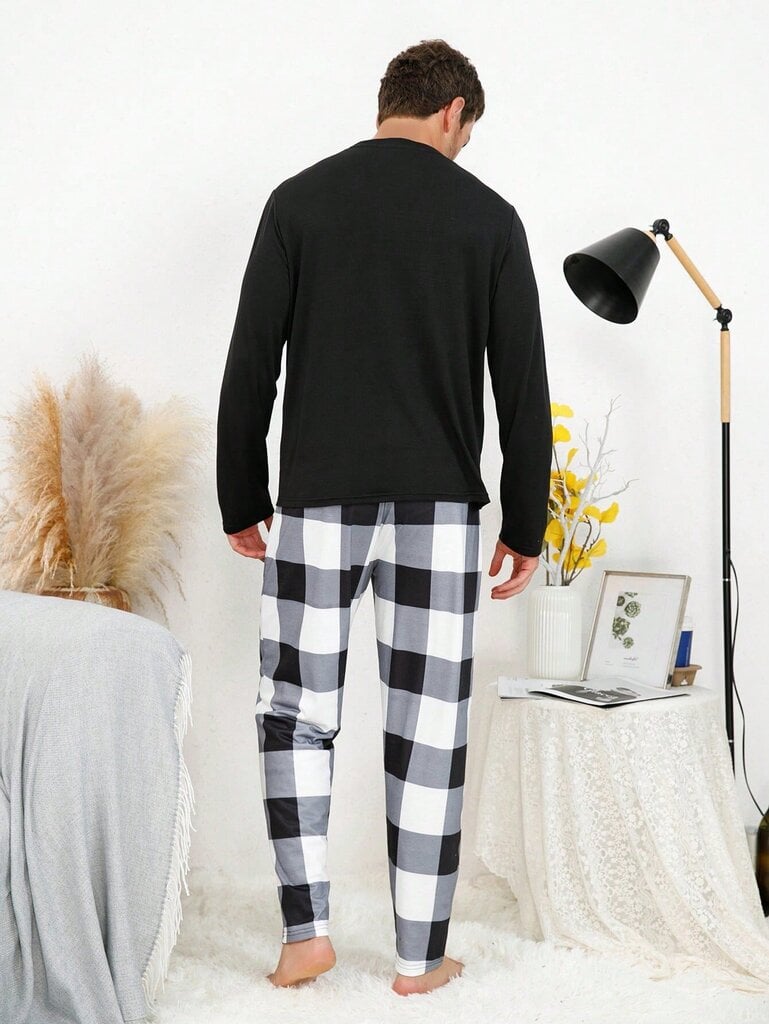 Miesten Buffalo Plaid Print PJ Set·Multicolor·S hinta ja tiedot | Miesten kylpytakit ja pyjamat | hobbyhall.fi