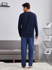 Miesten ikkunalasiprintti PJ Set·Navy Blue·L hinta ja tiedot | Miesten kylpytakit ja pyjamat | hobbyhall.fi