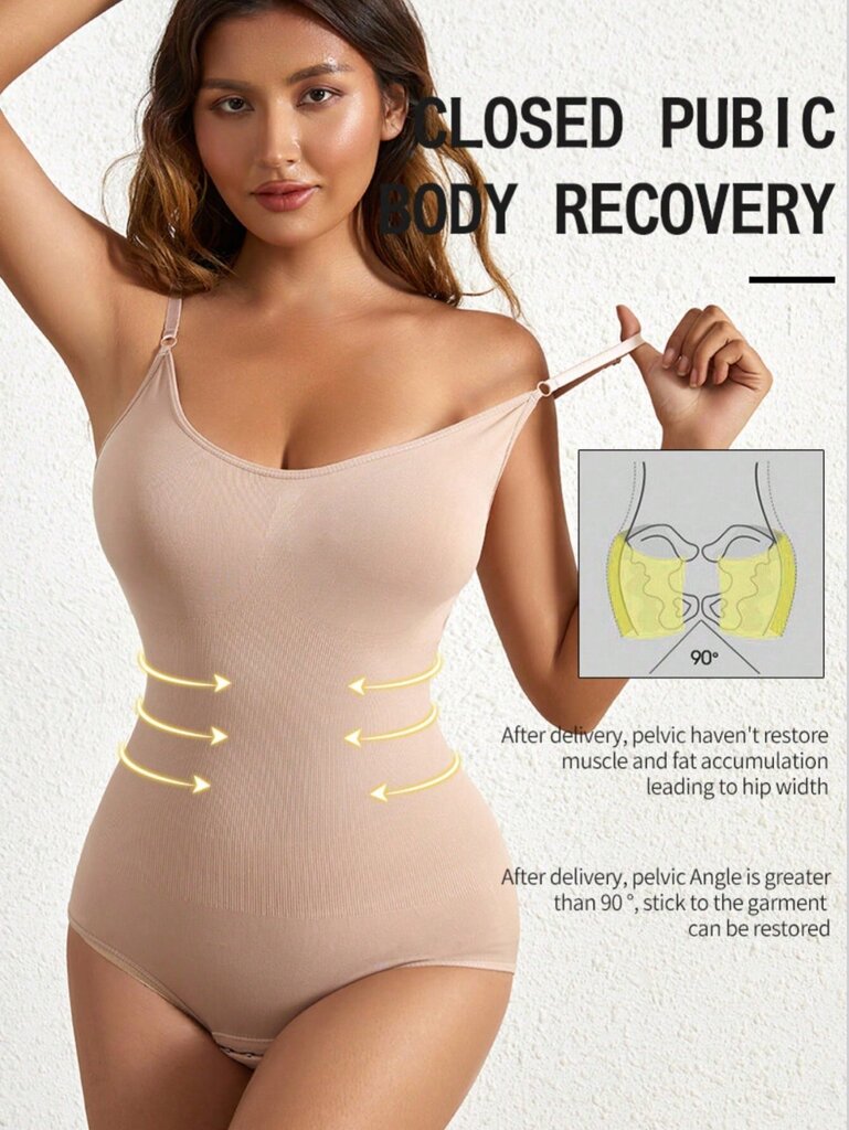 1-osainen saumaton Body Shaper Shaper Shapewear Control, Push Up, Plus koko, Synnytyksen jälkeinen palautus·Aprikoosi·L hinta ja tiedot | Naamiaisasut | hobbyhall.fi