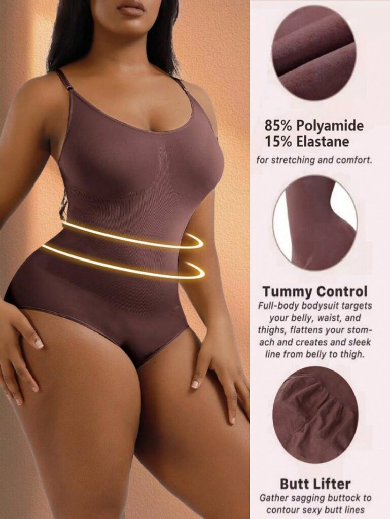 1-osainen saumaton Body Shaper Shaper Shapewear Controlilla, Push Up, Plus koko, Synnytyksen jälkeinen palautus·Kahviruskea·M hinta ja tiedot | Naamiaisasut | hobbyhall.fi