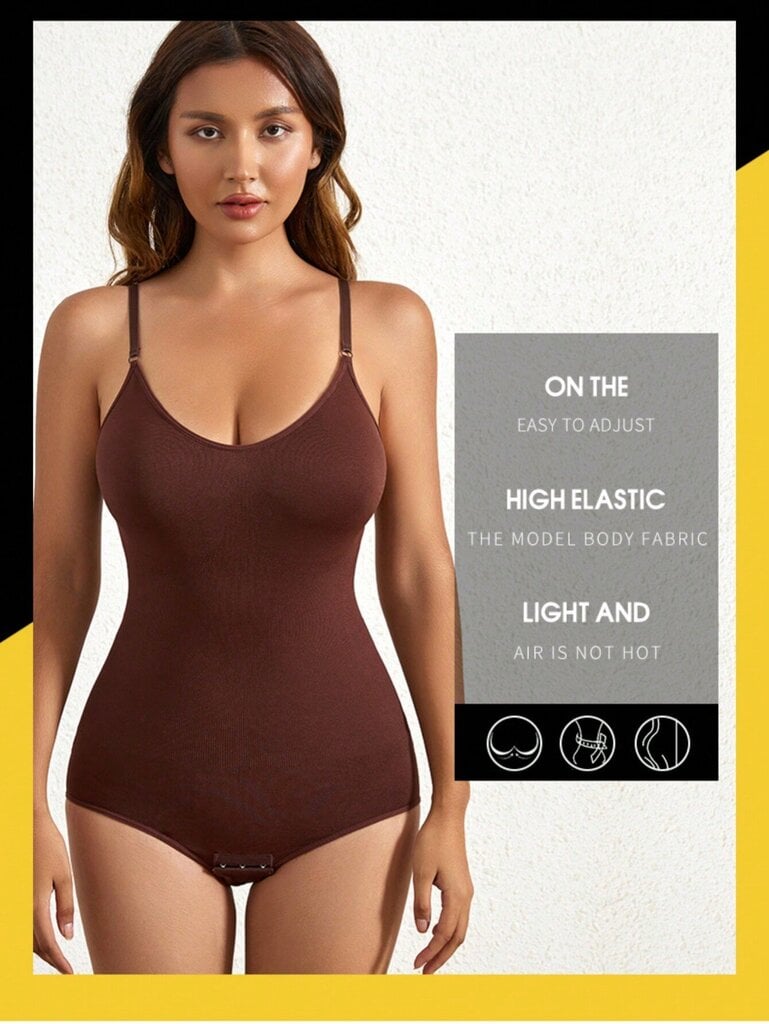 1-osainen saumaton Body Shaper Shaper Shapewear Control, Push Up, Plus koko, Synnytyksen jälkeinen palautuminen · Kahvinruskea·XXL hinta ja tiedot | Naamiaisasut | hobbyhall.fi