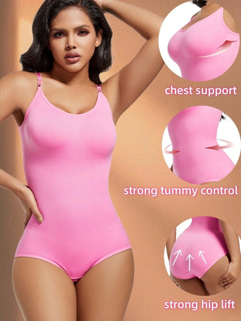 1-osainen saumaton Body Shaper Shaper Shapewear Controlilla, Push Up, Plus Size, Synnytyksen jälkeinen palautus·Pink·M hinta ja tiedot | Naamiaisasut | hobbyhall.fi