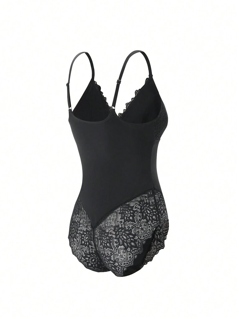 Contrast Lace Cami Shapewear Bodysuit·Musta·S hinta ja tiedot | Naamiaisasut | hobbyhall.fi