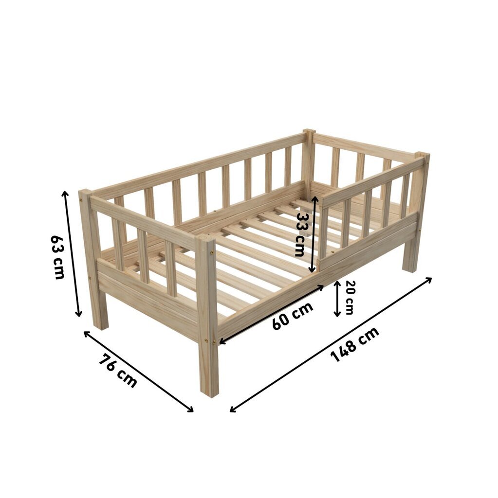 Massiivipuusänky 70x140 cm hinta ja tiedot | Lastensängyt | hobbyhall.fi