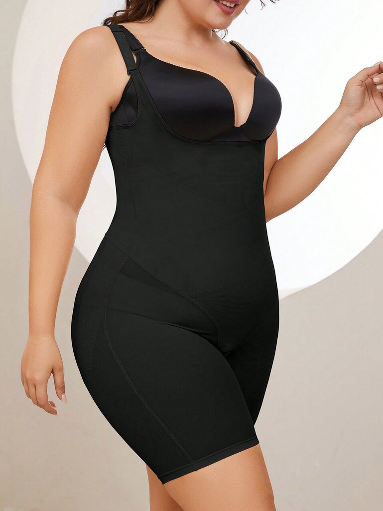 Naisten plus-koon yksivärinen muotopuku Body Body Shaper·musta·1XL hinta ja tiedot | Muotoilevat alusvaatteet | hobbyhall.fi