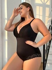 Plus Contrast Lace Shapewear Bodysuit·Musta·2XL hinta ja tiedot | Muotoilevat alusvaatteet | hobbyhall.fi