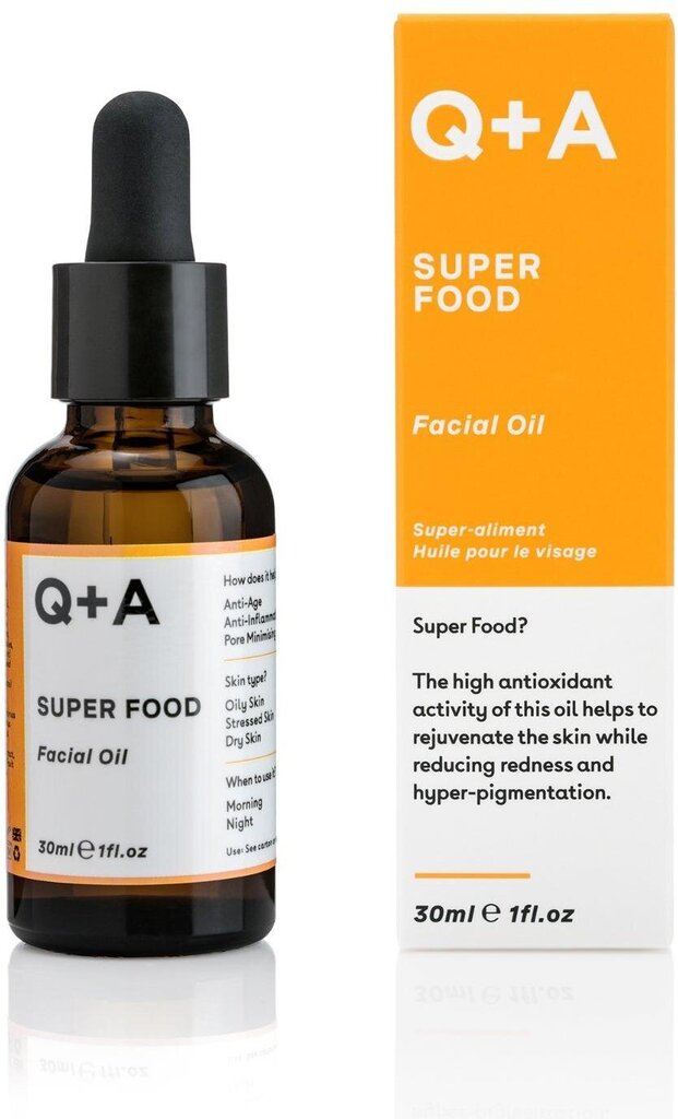 Q+A Super Food Facial Oil kasvoöljy 30 ml hinta ja tiedot | Kasvoöljyt ja seerumit | hobbyhall.fi