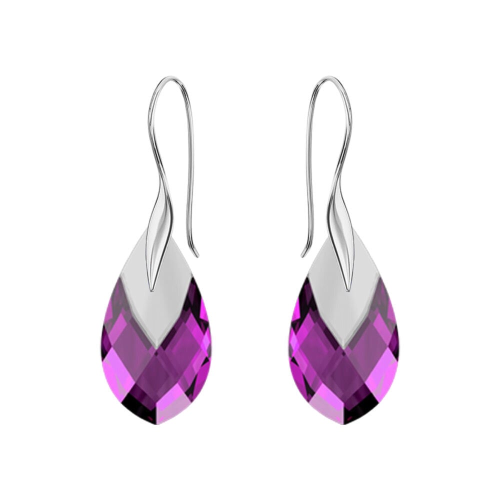 Hopeiset korvakorut „Baroque III (Amethyst Light Chrome)“ Swarovskin kristalleilla DS03A164 hinta ja tiedot | Korvakorut | hobbyhall.fi