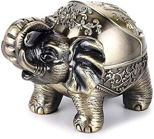 Vintage Metal Elephant tuulenpitävä koristeellinen tuhkakuppi kannella sisäkäyttöön ulkotoimistoon Olohuoneeseen Makuuhuoneen Baarisisustus Vihreä Pronssi hinta ja tiedot | Keittiökalusteet | hobbyhall.fi