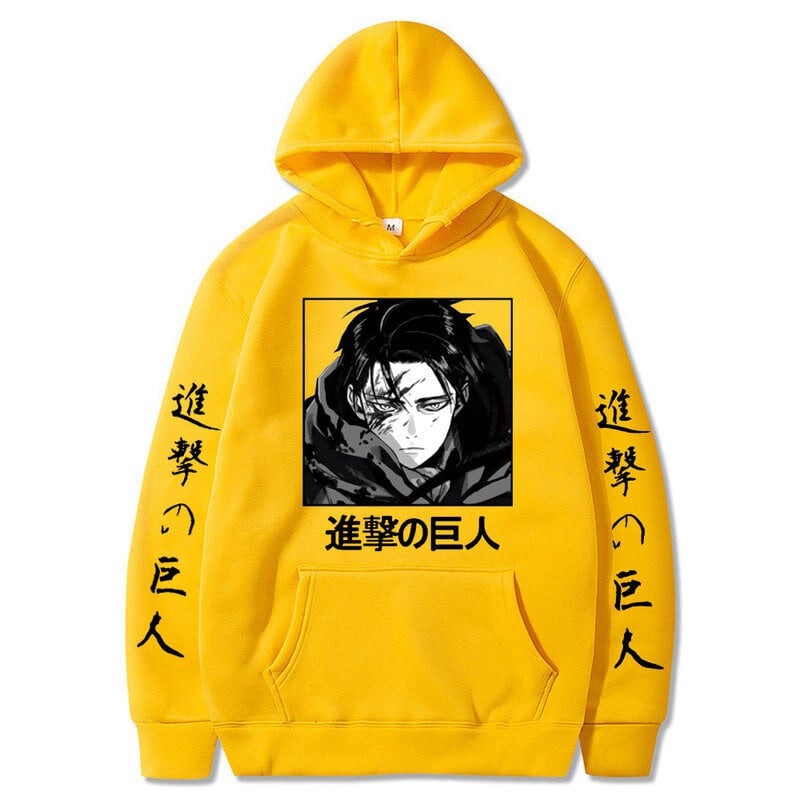 (Yellow-S）Attack on Titan Anime Hoodies Levi Ackerman Spring Hooded hinta ja tiedot | Miesten puserot ja hupparit | hobbyhall.fi