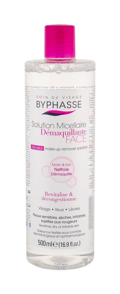 Misellivesi Byphasse Demaquillante Face, 500 ml hinta ja tiedot | Kasvojen puhdistusaineet | hobbyhall.fi