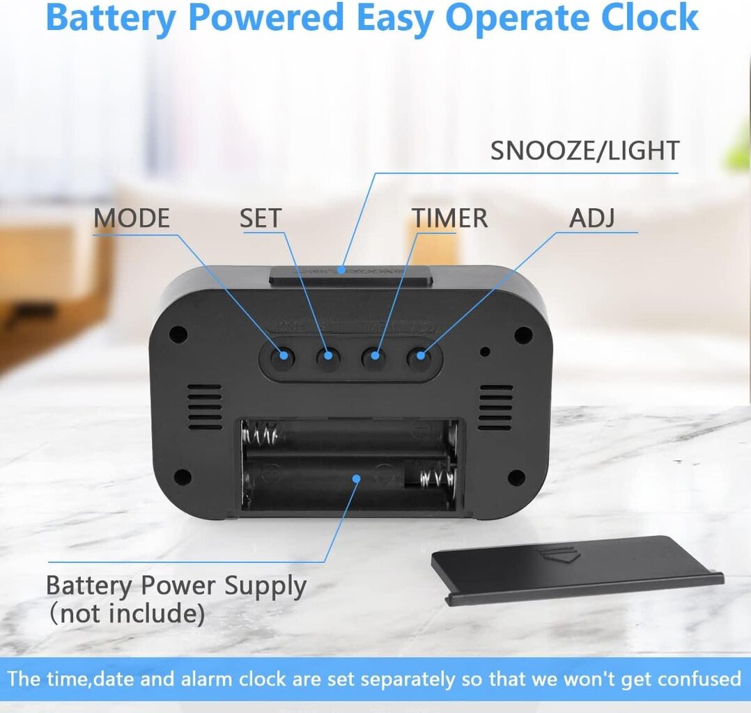 Digitaalinen yöpöydän herätyskello LED-näyttökello säädettävällä torkkutoiminnolla 12/24 tunnin lämpötilan päivämääräajastin (musta) hinta ja tiedot | Kelloradiot ja herätyskellot | hobbyhall.fi