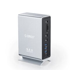 Sovitin ORICO TB3-S4 15in1 Type-C Sisään 2Thunderbolt3 AUX 3.5mm 1000mbps SD/TF S/PDIF 2Type-C USB3.1 2USB3.0 2USB2.0 HDMI för HUAWEI Mate40/P50 Samsung S20 hinta ja tiedot | Adapterit | hobbyhall.fi