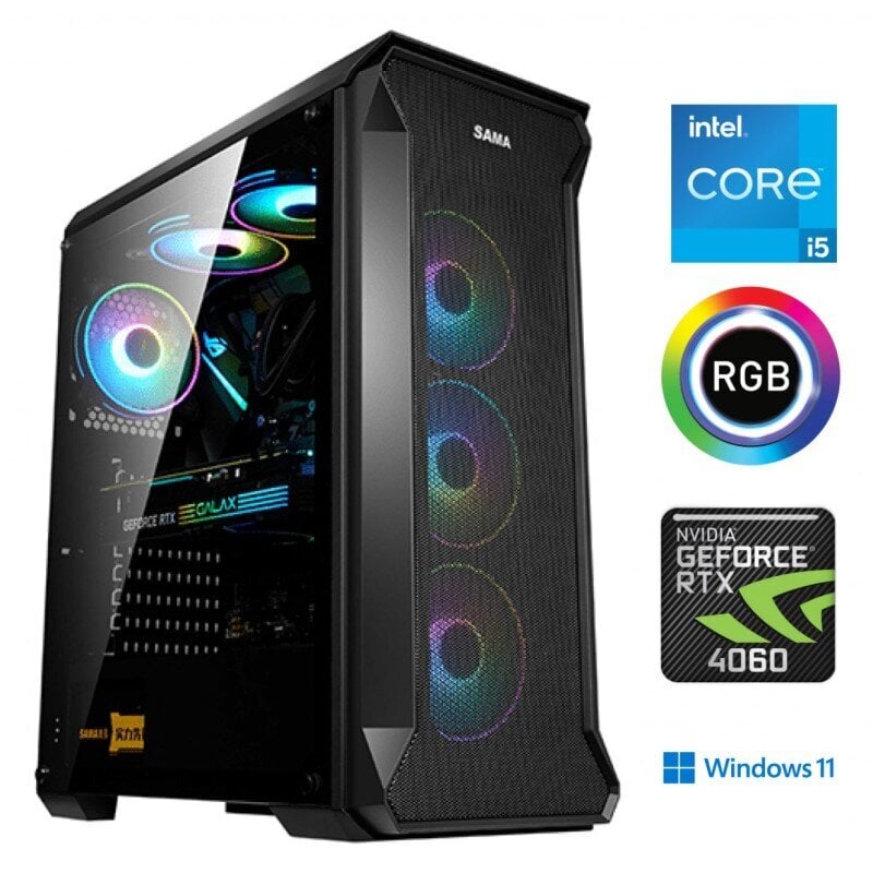 MULTI GAMING Core i5-12400F 16GB 1TB SSD RTX 4060 Windows 11 hinta ja tiedot | Pöytätietokoneet | hobbyhall.fi