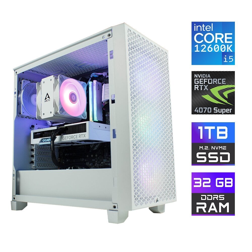 Tietokone MonsterX i5 12600K 32GB 1TB NVME RTX4070Super hinta ja tiedot | Pöytätietokoneet | hobbyhall.fi