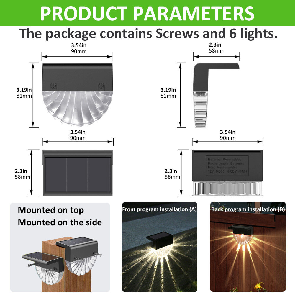 LED aurinko porrasvalo, värikäs ulkoporrasvalo, puutarha, aurinkoaita, aitavalo, kuori, seinävalo hinta ja tiedot | Retkilamput | hobbyhall.fi