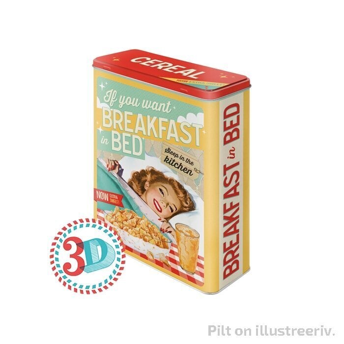 Säilytyspurkki XL 3D If you want Breakfast in bed... hinta ja tiedot | Elintarvikkeiden säilytysastiat | hobbyhall.fi