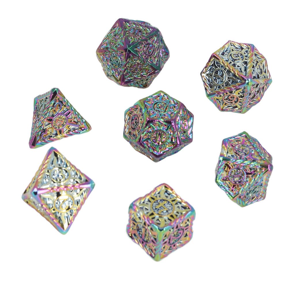 7 kpl Polyhedral Dice Set Collection Carve Letters Metallic Polyhedron Dice Pöytäpelin tyyppi 1 hinta ja tiedot | Lautapelit ja älypelit | hobbyhall.fi