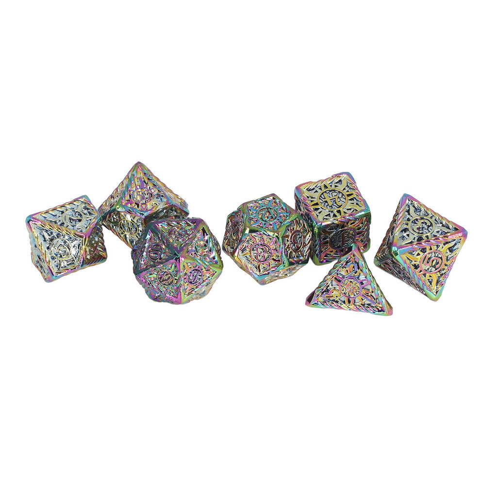 7 kpl Polyhedral Dice Set Collection Carve Letters Metallic Polyhedron Dice Pöytäpelin tyyppi 1 hinta ja tiedot | Lautapelit ja älypelit | hobbyhall.fi