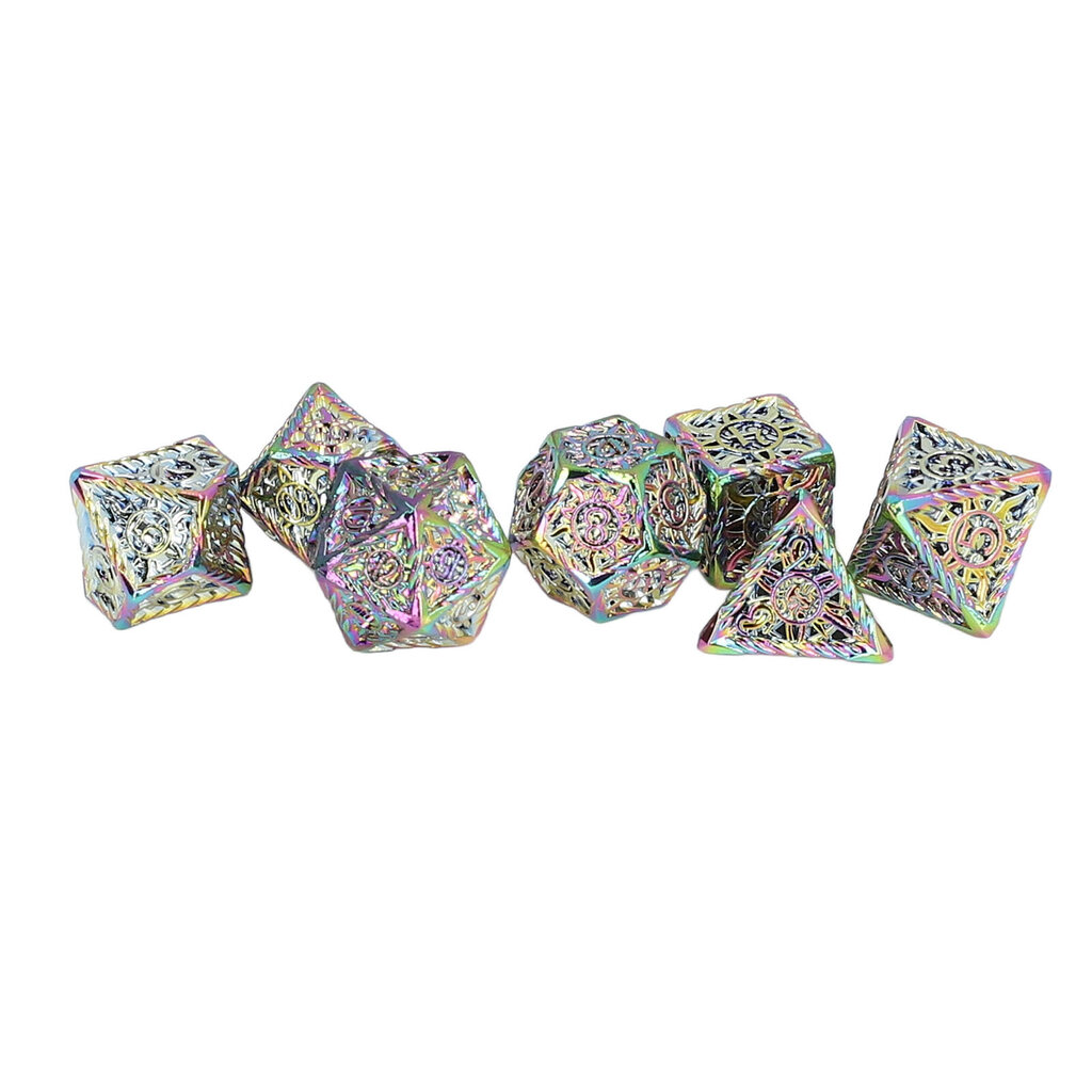 7 kpl Polyhedral Dice Set Collection Carve Letters Metallic Polyhedron Dice Pöytäpelin tyyppi 1 hinta ja tiedot | Lautapelit ja älypelit | hobbyhall.fi