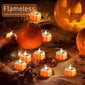 12 Pack Halloween Pumpkin Tealights Liekitön paristokäyttöinen oranssi LED hinta ja tiedot | Koristeet ja tarrat | hobbyhall.fi