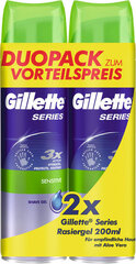 Parranajogeeli Aloe Vera -uute Gillette Series miehille 2 x 200 ml hinta ja tiedot | Parranajo ja karvanpoisto | hobbyhall.fi