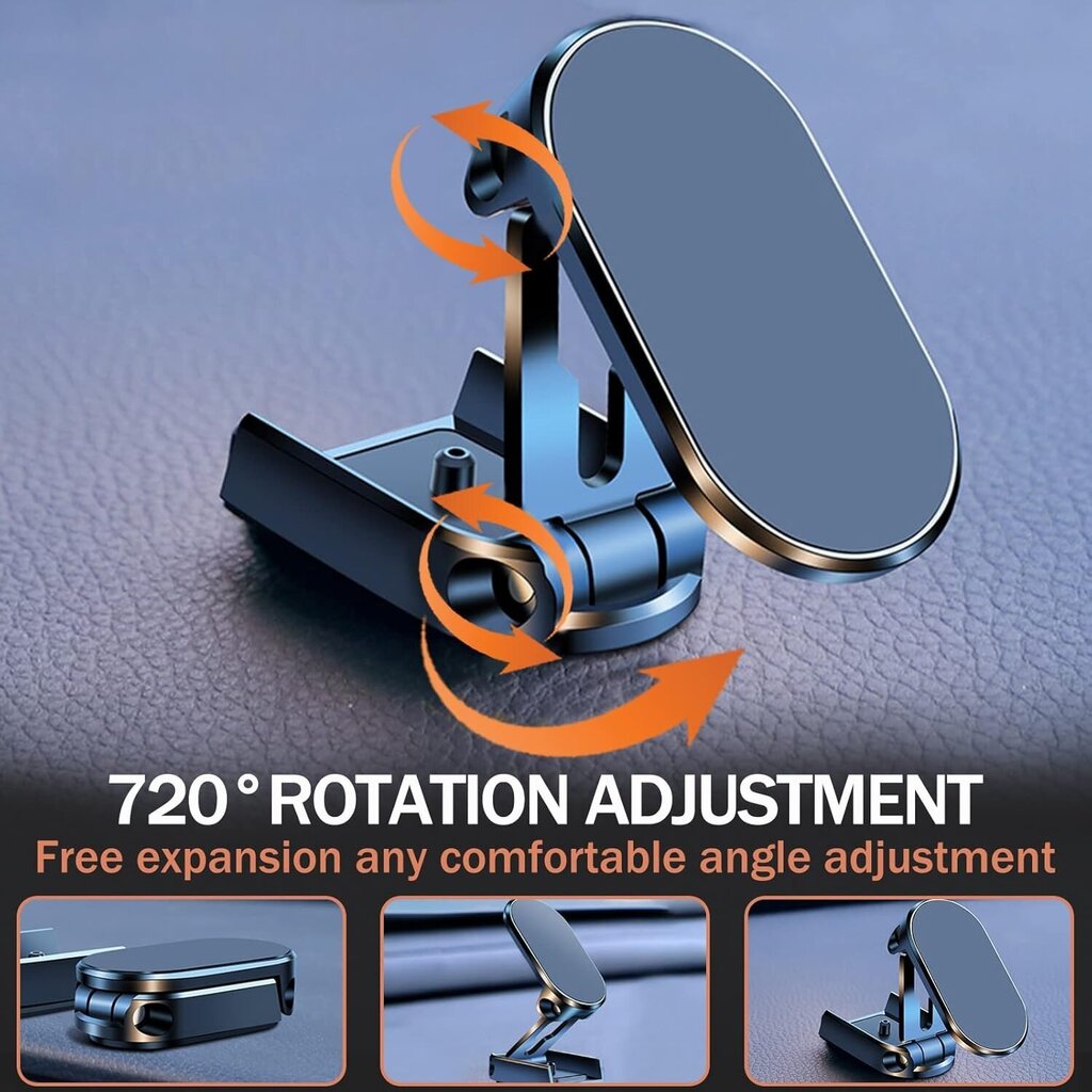 Metallinen taitettava autopuhelinteline, 720° kääntyvä vahva magneettinen taitettava magneettipidike, yleiskäyttöinen kojelaudan autoteline (2 kpl) hinta ja tiedot | Polkupyörälaukut ja puhelinpidikkeet | hobbyhall.fi