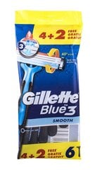 Gillette Blue3 Smooth partahöylä miehelle 6 kpl hinta ja tiedot | Parranajo ja karvanpoisto | hobbyhall.fi