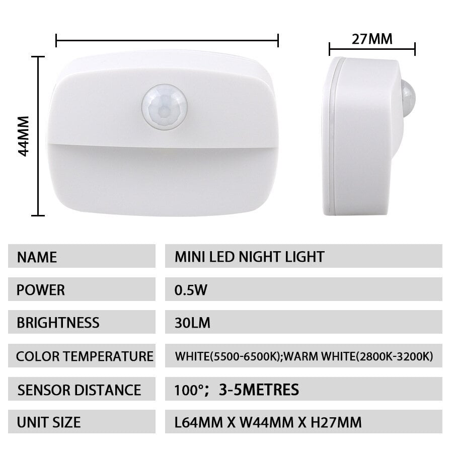 2kpl Älykäs ihmiskehon induktio yövalo LED infrapuna induktio porrasvalo vaatekaappi yövalo hinta ja tiedot | Seinävalaisimet | hobbyhall.fi