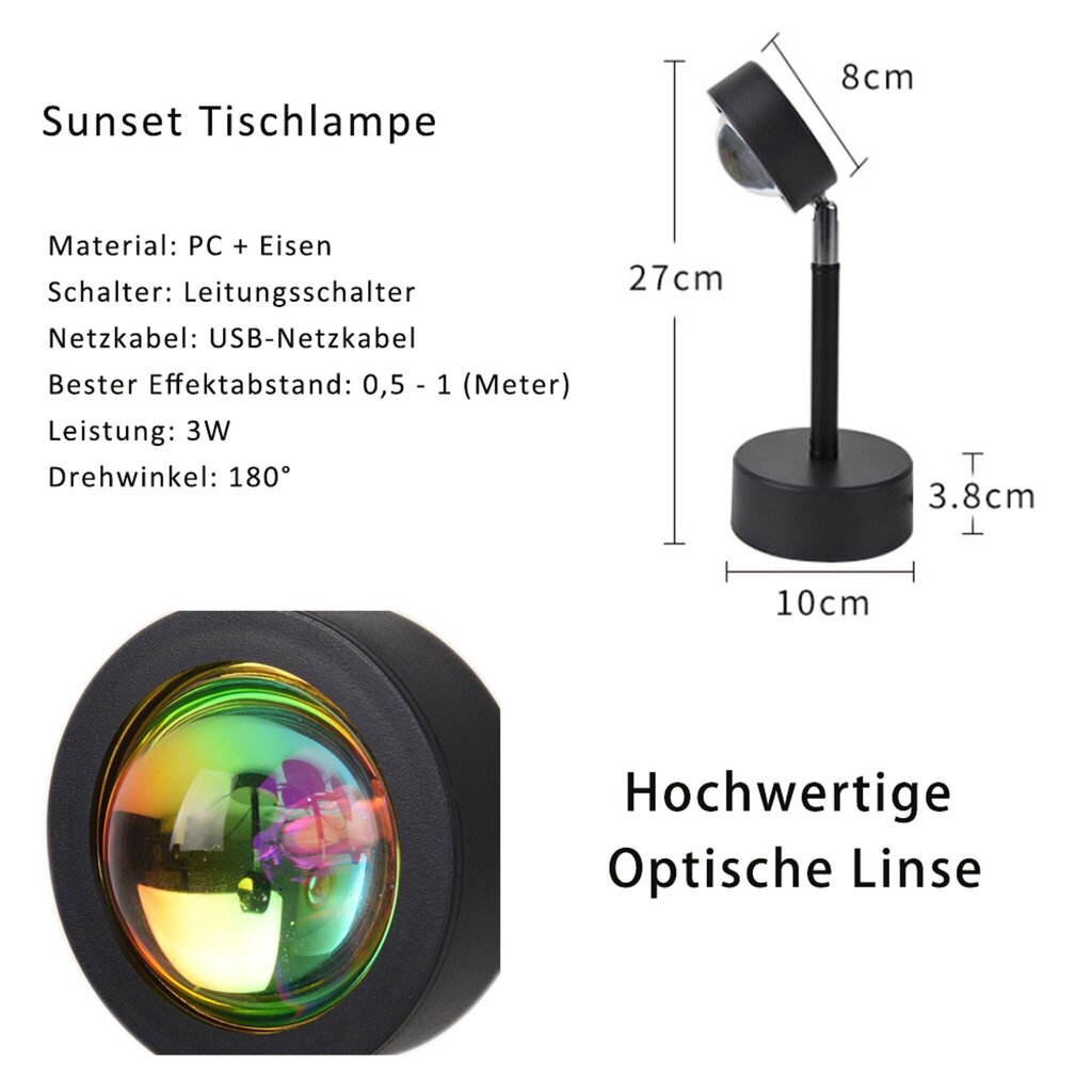 Auringonlaskulamppu, auringonlaskulamppu, projektorilamppu, pöytälamppu, USB LED-lamppu hinta ja tiedot | Sisäpuutarhat ja kasvilamput | hobbyhall.fi