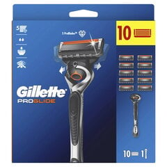 Sarja Gillette Fusion 5 Proglide: partakone + ajopäät 10 kpl hinta ja tiedot | Parranajo ja karvanpoisto | hobbyhall.fi