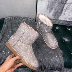 (5-Pink)bling Crystal lumisaappaat naisten hopea glitter helmi talvi nilkkasaappaat pehmo pehmustettu alusta botas mujer iso koko 34-43 NS69 hinta ja tiedot | Monot | hobbyhall.fi