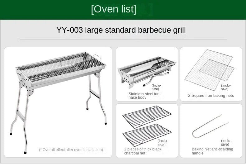 Kotigrilli ulkona paksunnetusta ruostumattomasta teräksestä valmistettu grilli BBQ puuhiiligrilli Kannettava kokoontaitettava grilli grillilaitteet