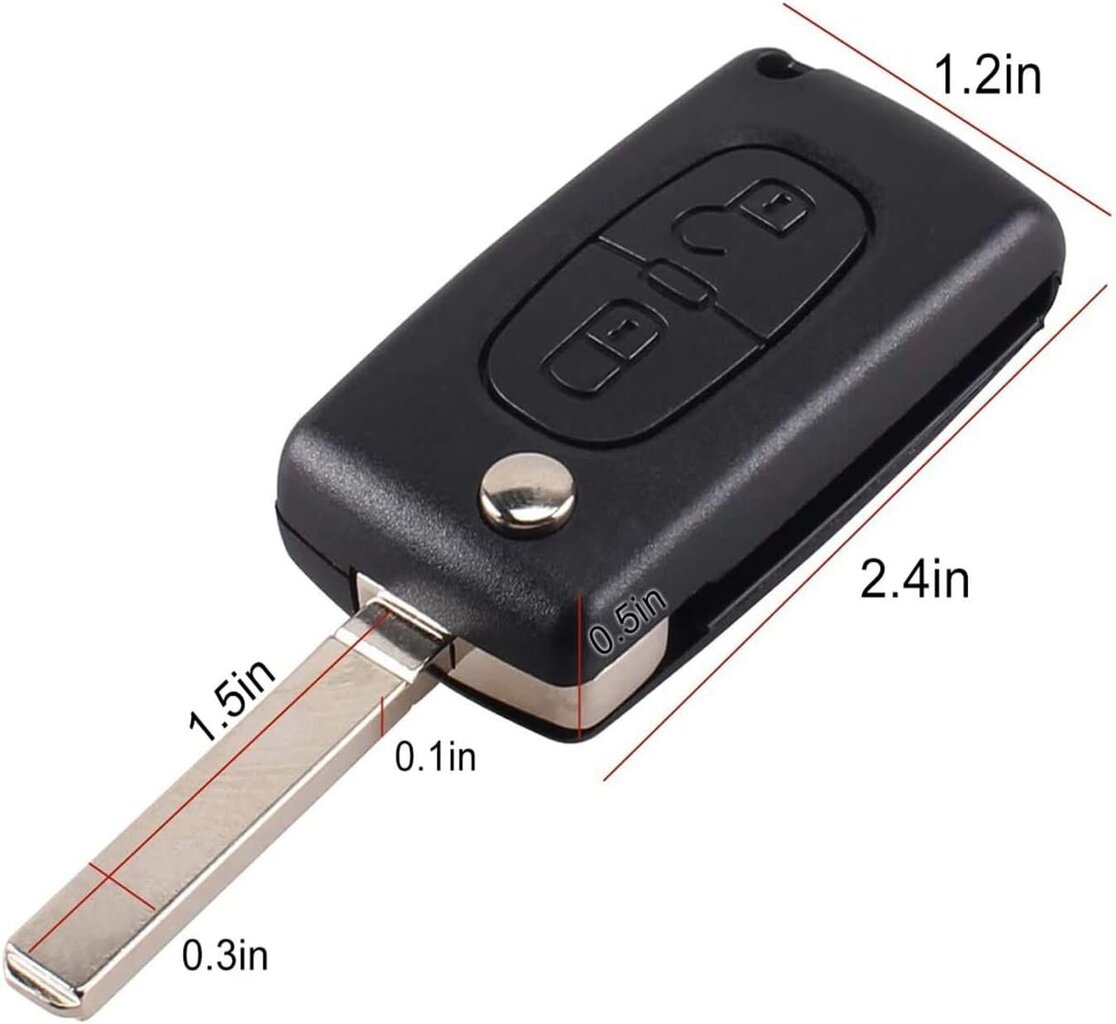 433MHz 2-painikkeinen Flip Remote Smart Key Peugeot Citroen Berlingo 207 208 307 308 407 408 3008 5008 CE0523 ASK Auton kauko-avain hinta ja tiedot | Lisätarvikkeet autoiluun | hobbyhall.fi