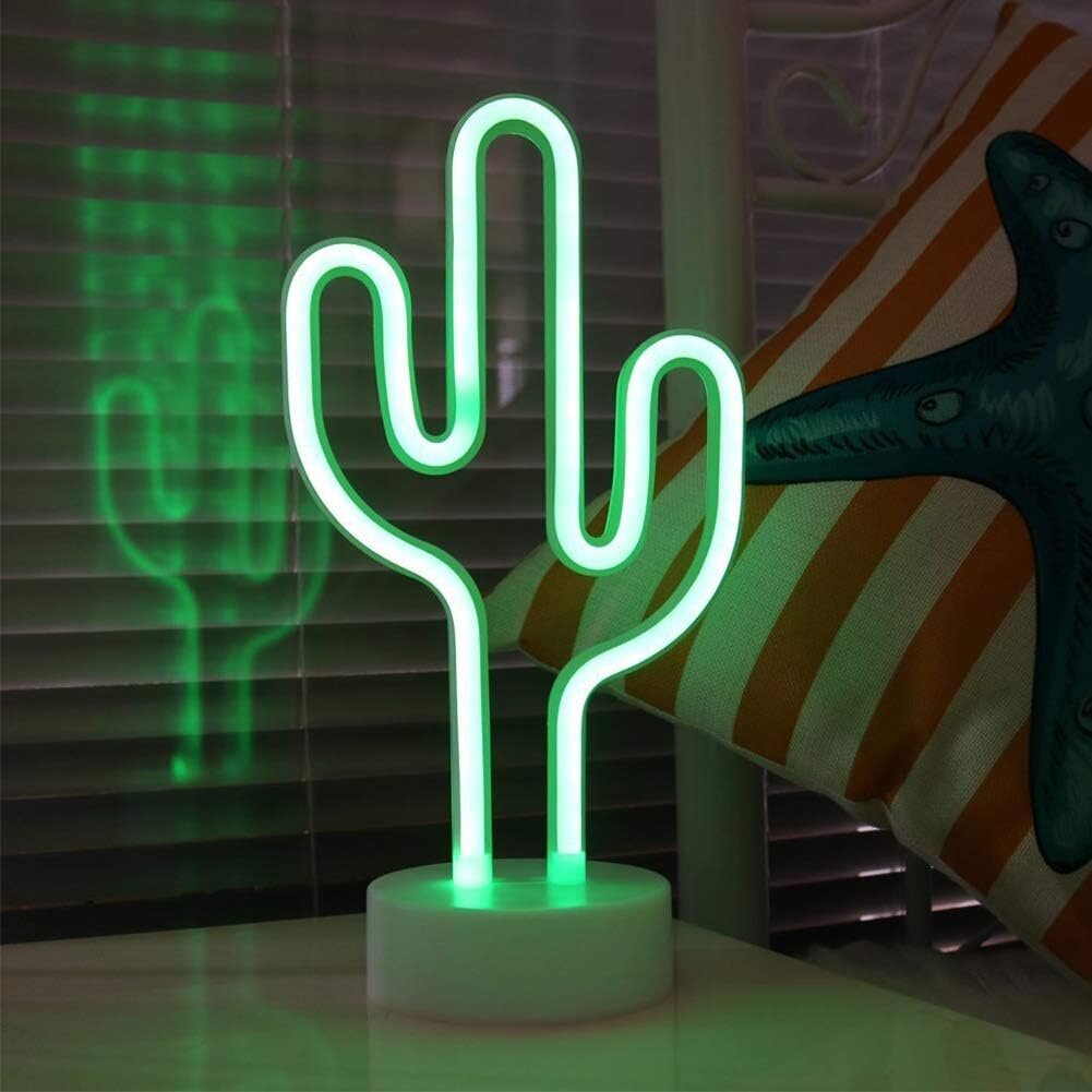 Cactus neonkyltti, koristeellinen LED-neonparisto toimiva hinta ja tiedot | Pöytävalaisimet | hobbyhall.fi