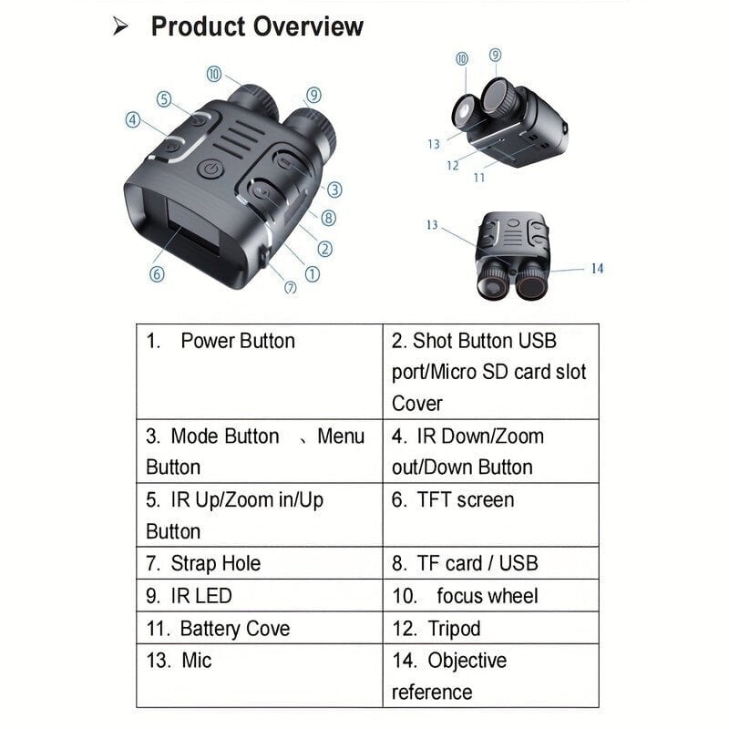 1080P Kiikarit Infrapuna Night Vision Device 5X Kiikarit päiväyökäyttöön Valokuva Video Ota digitaalinen zoomi metsästykseen ja veneilyyn hinta ja tiedot | Kiikarit | hobbyhall.fi