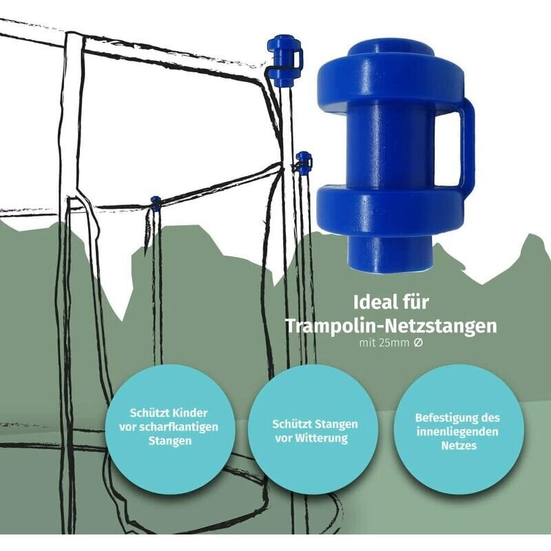 Turvaverkon vaihto 8 Trampoliiniverkkotangon päätykappaletta 25mm Sininen hinta ja tiedot | Puutarhatyökalut | hobbyhall.fi