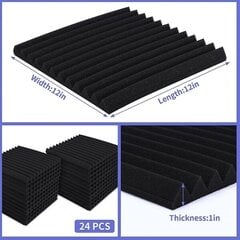 24 Pack Acoustic Foam Panels Äänieristys Studio Foam Acoustic hinta ja tiedot | Puhelimen lisätarvikkeet | hobbyhall.fi