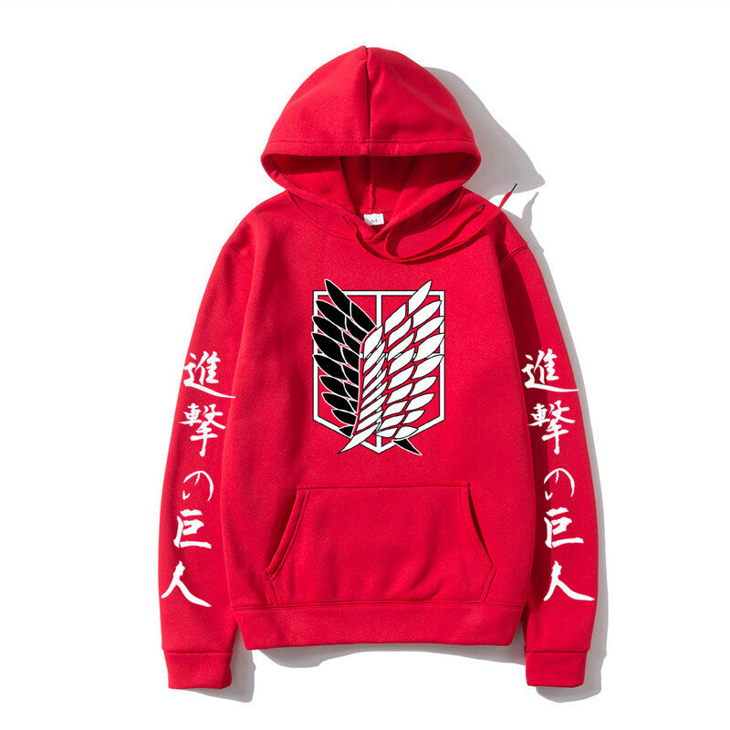 (Punainen B-S）Attack on Titan Miesten hupparit Animeprintti japanilaiset Streetwear-neulepuserot hinta ja tiedot | Miesten puserot ja hupparit | hobbyhall.fi