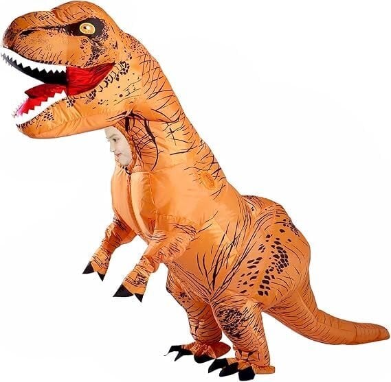 Lasten ja aikuisten dinosauruksen puhallettava roolileikkiasu Tyrannosaurus Rex Anime Sarjakuvajuhlapuku Halloween-asu Oranssi - Aikuinen 150-190cm hinta ja tiedot | Naamiaisasut | hobbyhall.fi