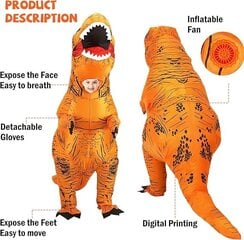 Puhallettava dinosaurusasu 150-190cm hinta ja tiedot | Naamiaisasut | hobbyhall.fi