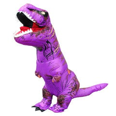 Lasten ja aikuisten dinosauruksen puhallettava roolileikkiasu Tyrannosaurus Rex Anime sarjakuvajuhlapuku Halloween-asu violetti-aikuinen 150-190cm hinta ja tiedot | Joulukoristeet | hobbyhall.fi