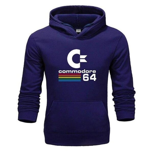 (navy64-L） Miesten urheiluvaatteet Commodore 64 -hupparit