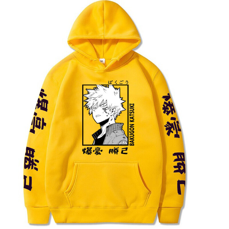 (Keltainen-S）Harajuku My Hero Academia Hoodies Miesten pitkähihainen villapaita hinta ja tiedot | Miesten puserot ja hupparit | hobbyhall.fi