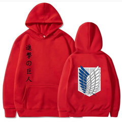 (Red-S）Japanilainen anime Graphic Hoodies Miesten Kawaii Attack on Titan Harajuku Sweatshirt Unisex hinta ja tiedot | Miesten puserot ja hupparit | hobbyhall.fi