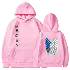 (Pink-S）Japanilainen Anime Graphic Hoodies Miesten Kawaii Attack on Titan Harajuku Sweatshirt Unisex hinta ja tiedot | Miesten puserot ja hupparit | hobbyhall.fi